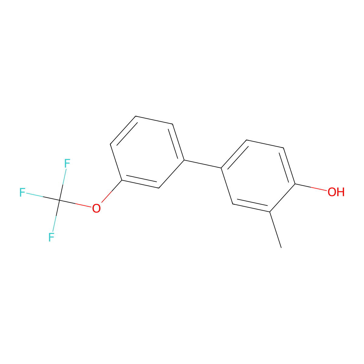 2-Methyl-4-(3-trifluoromethoxyphenyl)phenol molecular structure, CAS 1261485-28-2