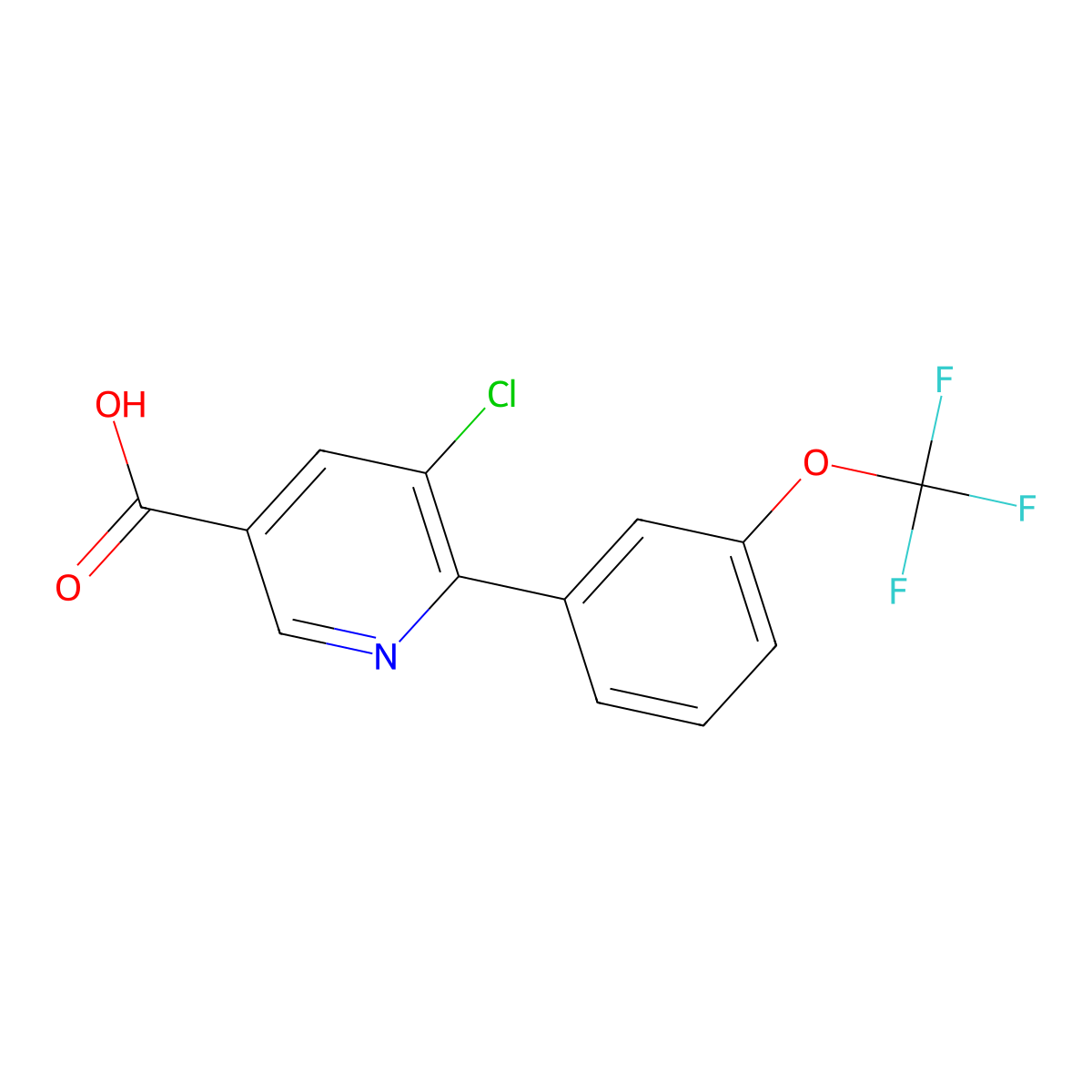 5-Chloro-6-(3-(trifluoromethoxy)phenyl)nicotinic acid molecular structure, CAS 1261485-75-9