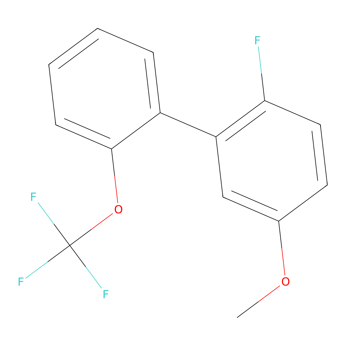 1-Fluoro-4-methoxy-2-[2-(trifluoromethoxy)phenyl]benzene molecular structure, CAS 1261487-43-7