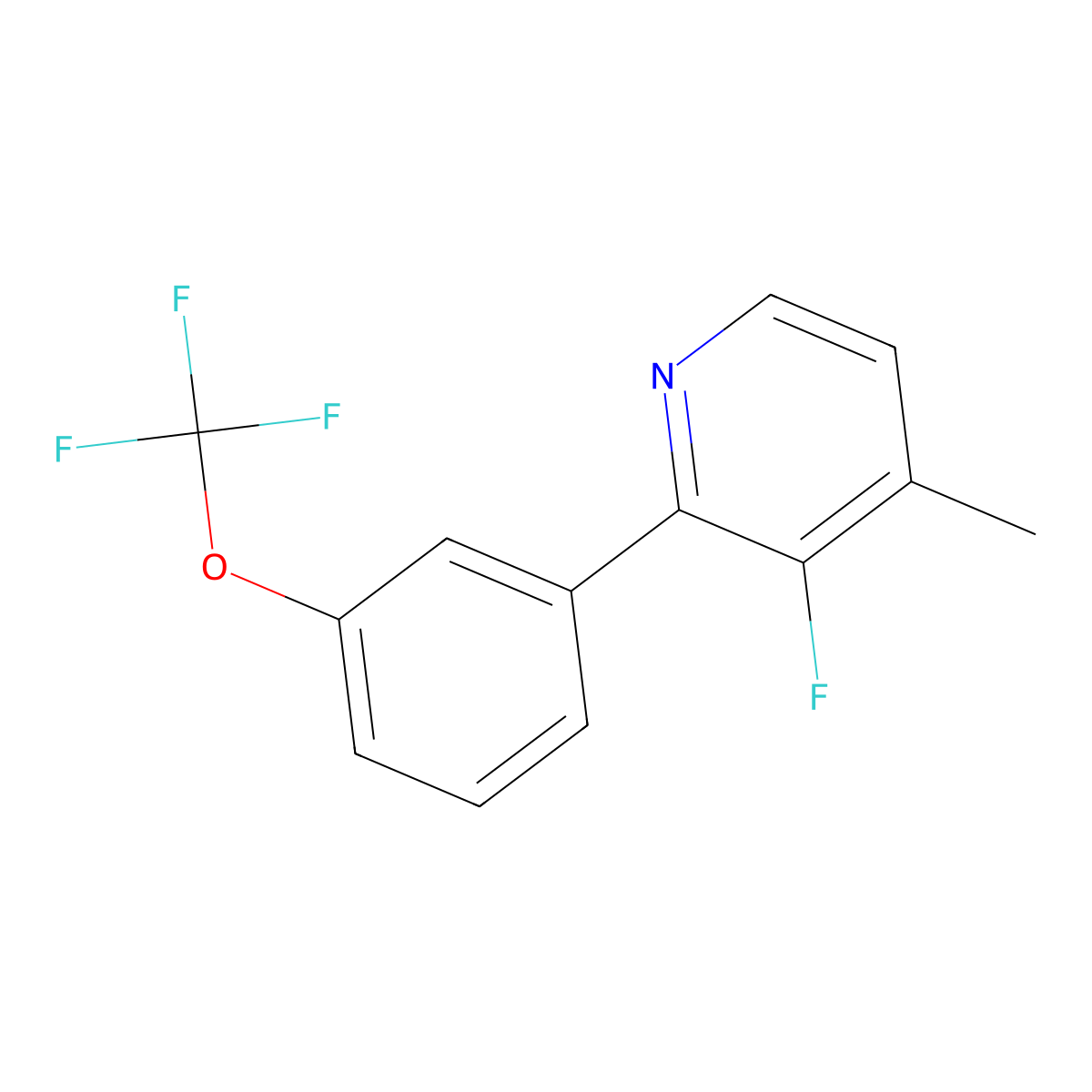 3-Fluoro-4-methyl-2-[3-(trifluoromethoxy)phenyl]pyridine molecular structure, CAS 1261487-62-0
