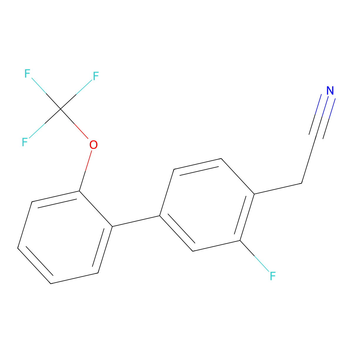 2-(3-Fluoro-2'-(trifluoromethoxy)-[1,1'-biphenyl]-4-yl)acetonitrile molecular structure, CAS 1261487-85-7
