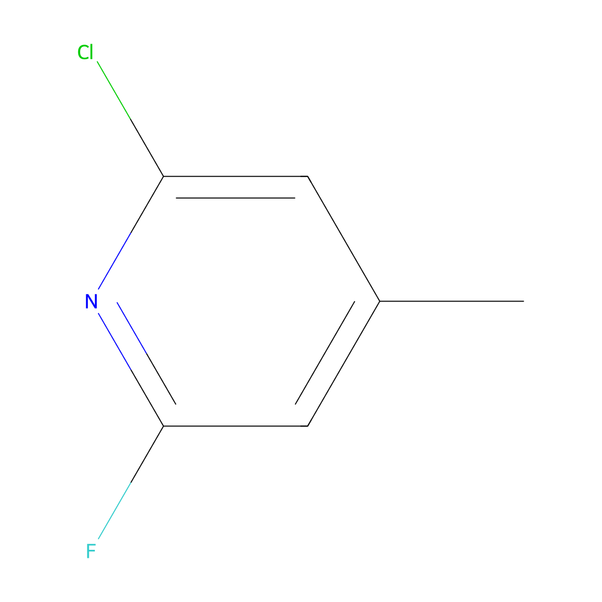 2-Chloro-6-fluoro-4-methylpyridine molecular structure, CAS 1261488-11-2