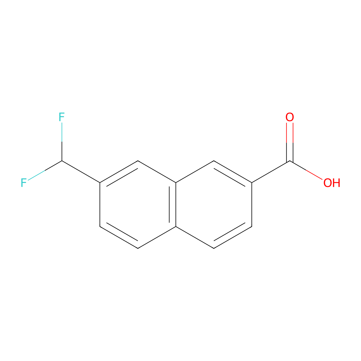 2-(Difluoromethyl)naphthalene-7-carboxylic acid molecular structure, CAS 1261489-05-7