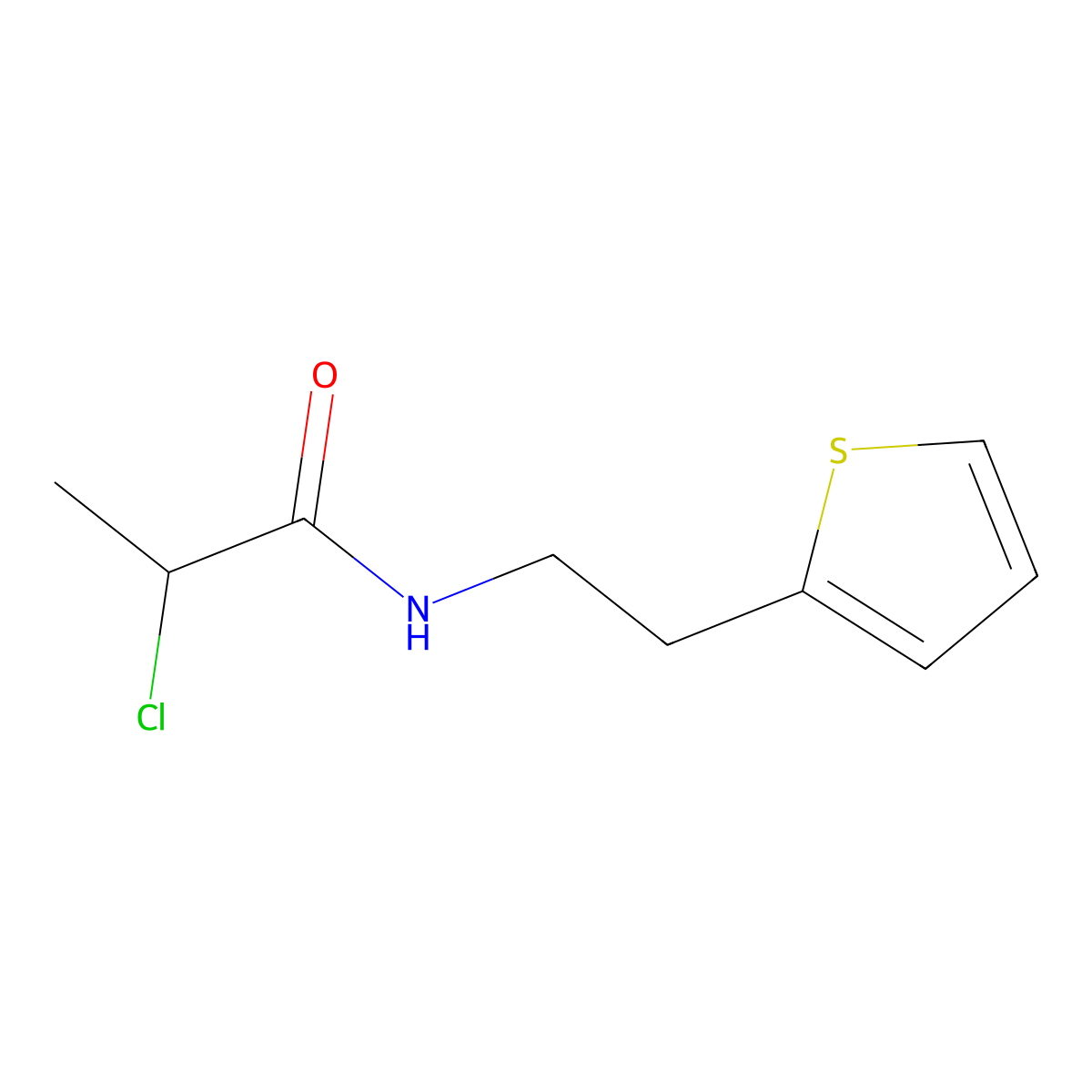 2-chloro-N-[2-(thiophen-2-yl)ethyl]propanamide molecular structure, CAS 126149-36-8