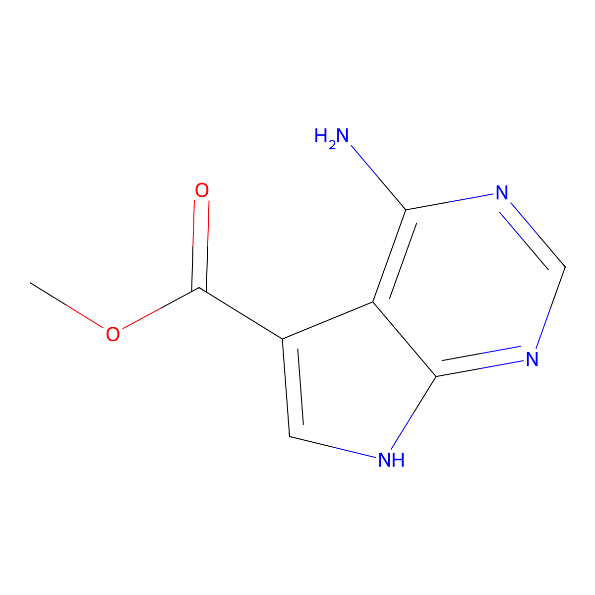 methyl 4-amino-7H-pyrrolo[2,3-d]pyrimidine-5-carboxylate molecular structure, CAS 126149-77-7