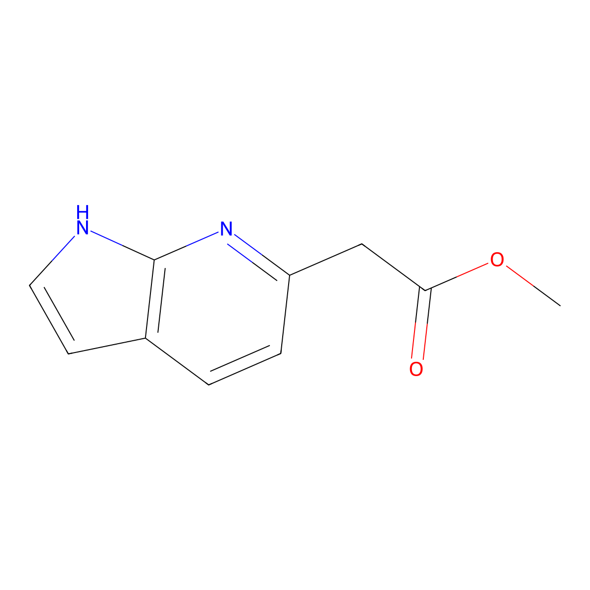 methyl 2-(1H-pyrrolo(2,3-b)pyridin-6-yl)acetate molecular structure, CAS 1261492-05-0