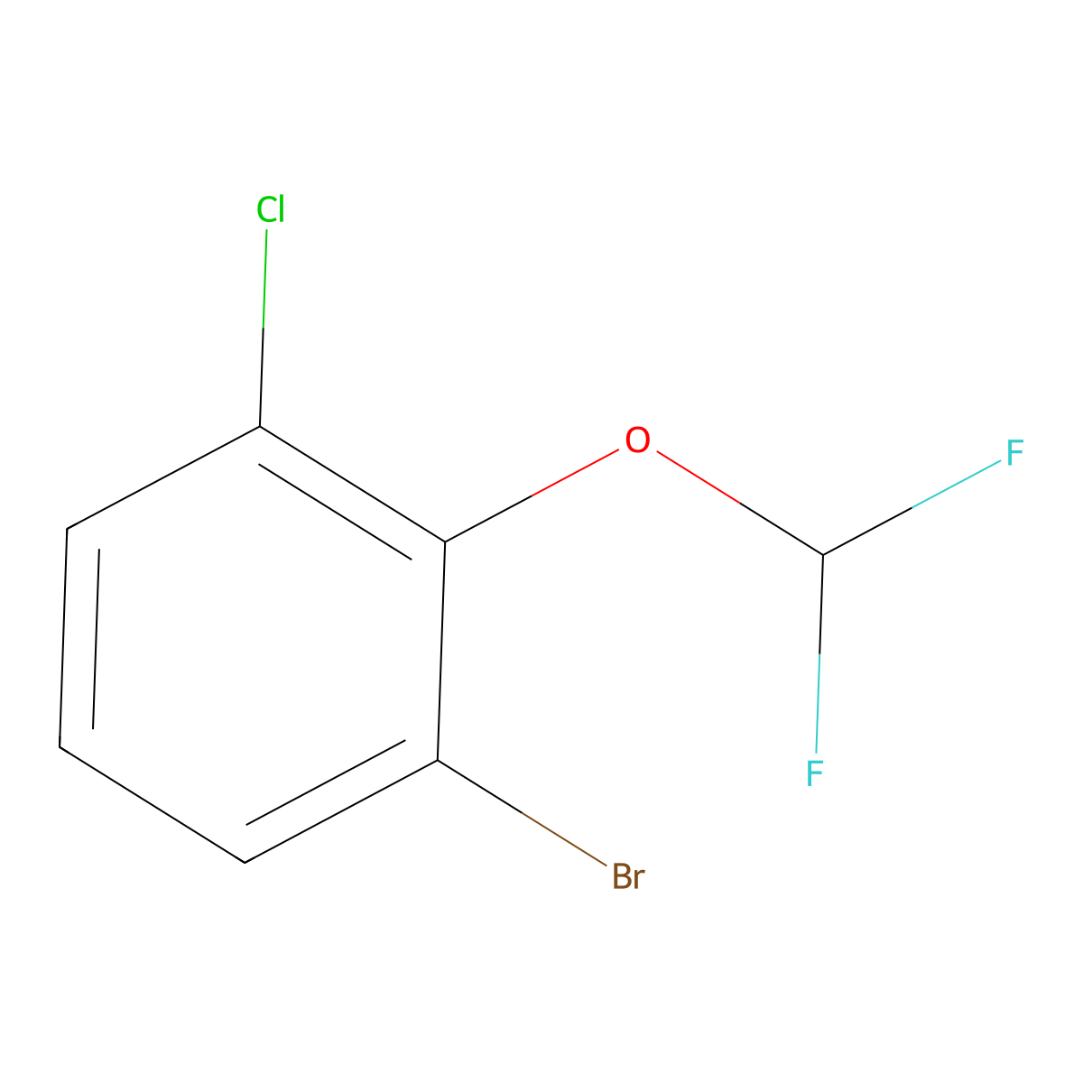 1-Bromo-3-chloro-2-(difluoromethoxy)benzene molecular structure, CAS 1261495-02-6