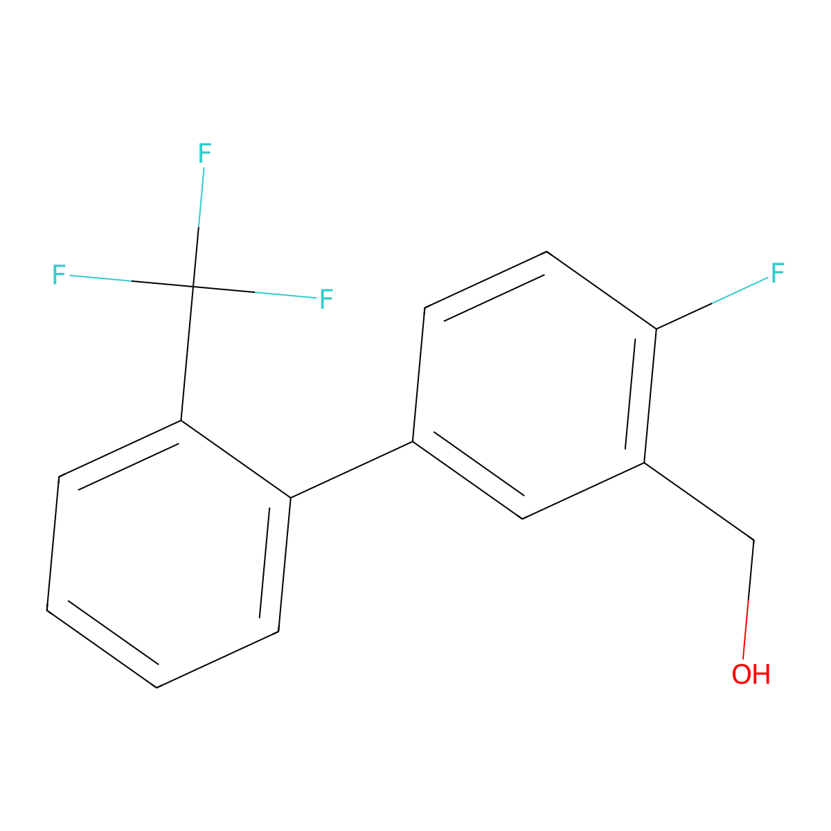 (4-Fluoro-2'-(trifluoromethyl)-[1,1'-biphenyl]-3-yl)methanol molecular structure, CAS 1261496-17-6