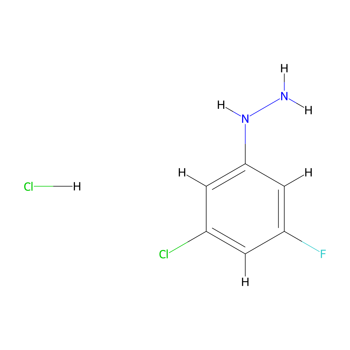 (3-Chloro-5-fluorophenyl)hydrazine hydrochloride molecular structure, CAS 1261497-58-8