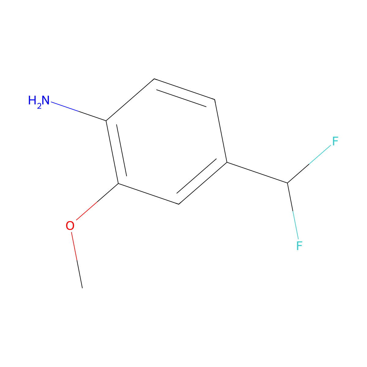 Benzenamine, 4-(difluoromethyl)-2-methoxy- molecular structure, CAS 1261497-98-6