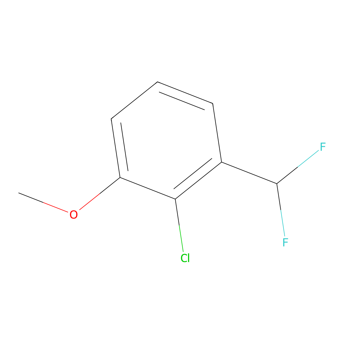 2-Chloro-1-(difluoromethyl)-3-methoxybenzene molecular structure, CAS 1261499-74-4
