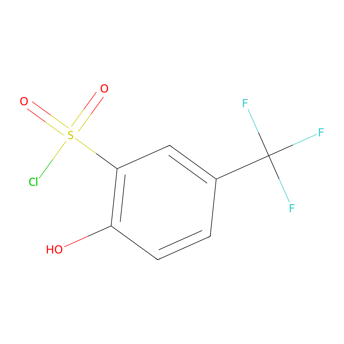2-Hydroxy-5-(trifluoromethyl)benzene-1-sulfonyl chloride molecular structure, CAS 1261500-74-6