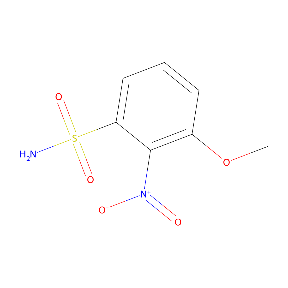 3-Methoxy-2-nitrobenzene-1-sulfonamide molecular structure, CAS 1261501-31-8