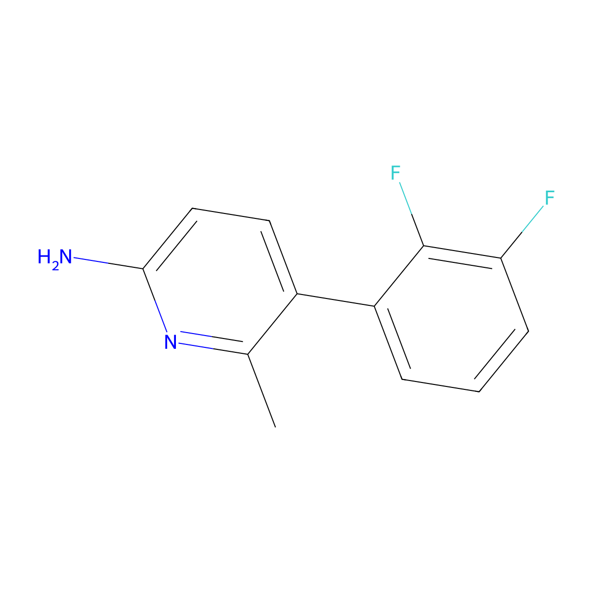 5-(2,3-Difluorophenyl)-6-methyl-2-pyridinamine molecular structure, CAS 1261501-47-6