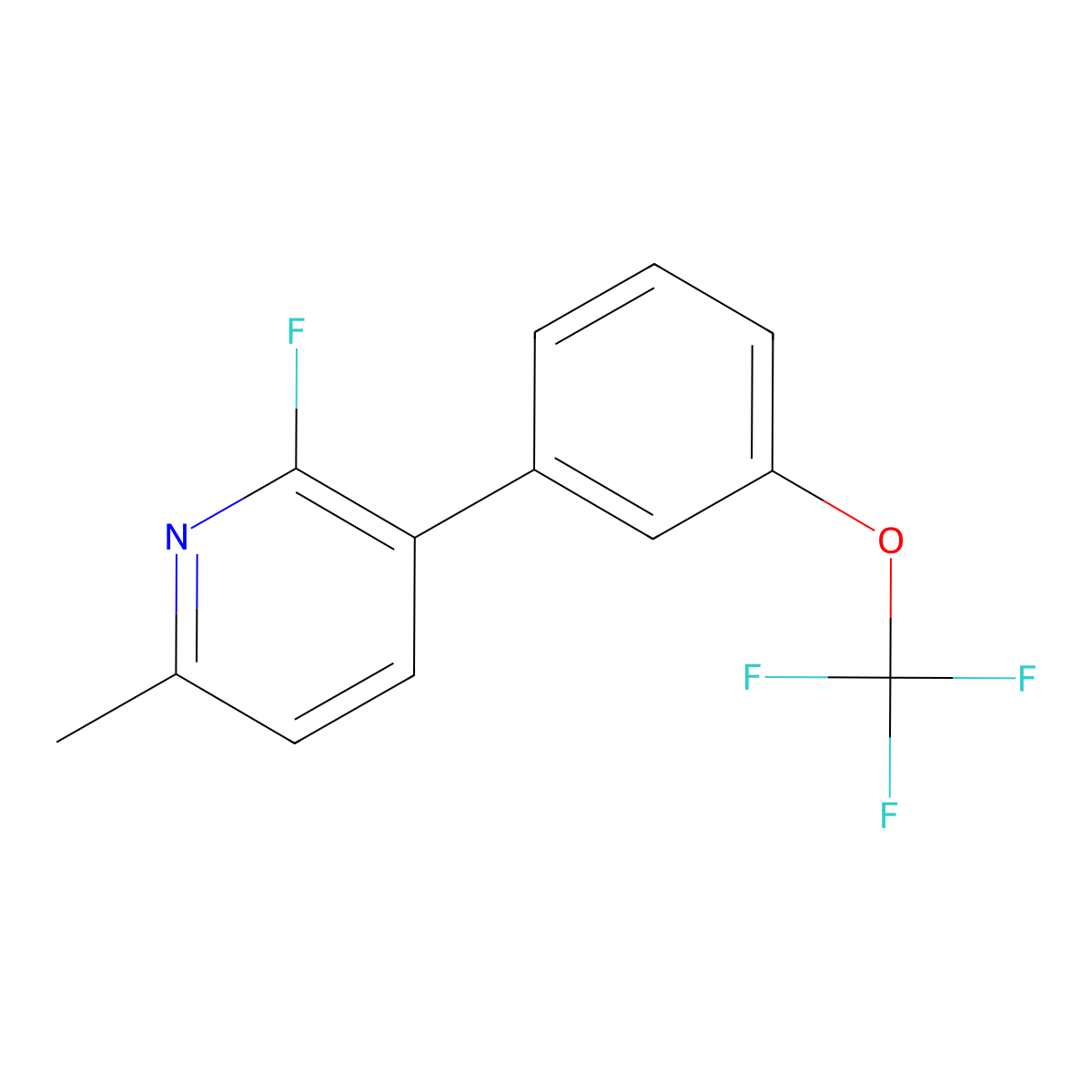 2-Fluoro-6-methyl-3-[3-(trifluoromethoxy)phenyl]pyridine molecular structure, CAS 1261501-66-9