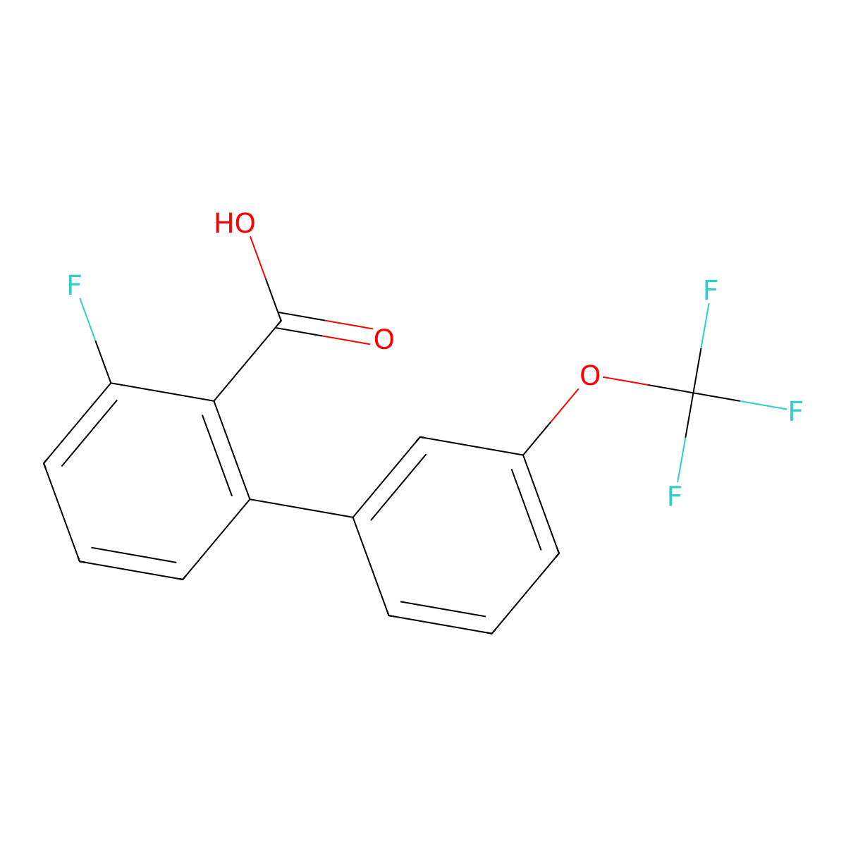 3-Fluoro-3'-(trifluoromethoxy)-[1,1'-biphenyl]-2-carboxylic acid molecular structure, CAS 1261501-81-8