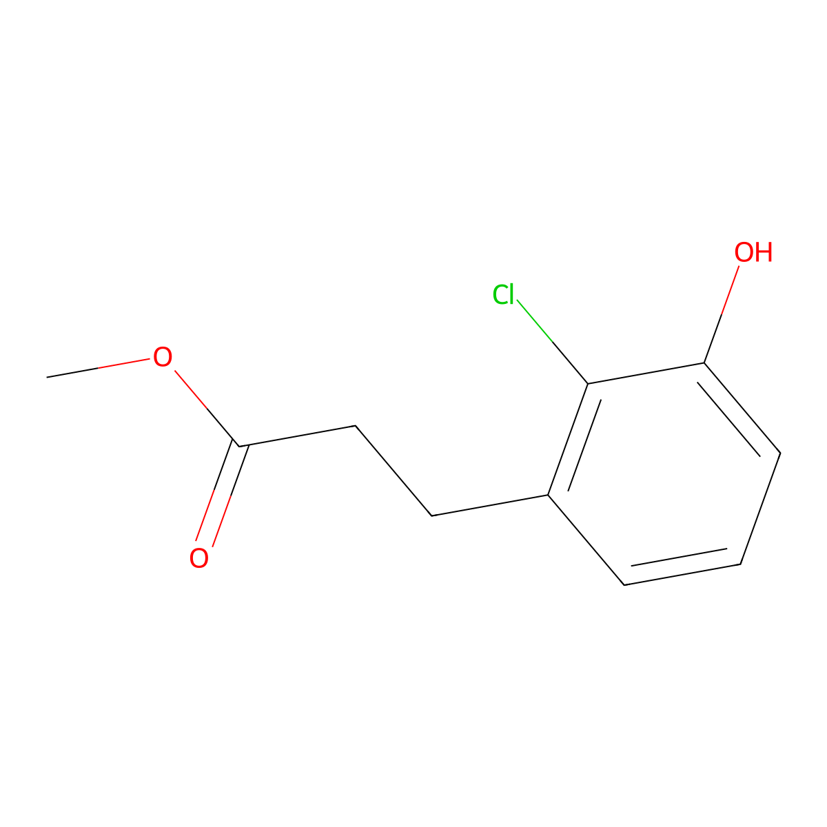 Methyl 3-(2-chloro-3-hydroxyphenyl)propanoate molecular structure, CAS 1261501-99-8