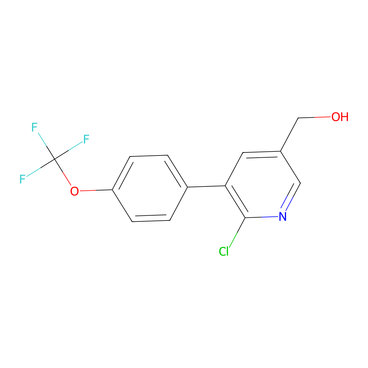 6-Chloro-5-[4-(trifluoromethoxy)phenyl]-3-pyridinemethanol molecular structure, CAS 1261502-37-7