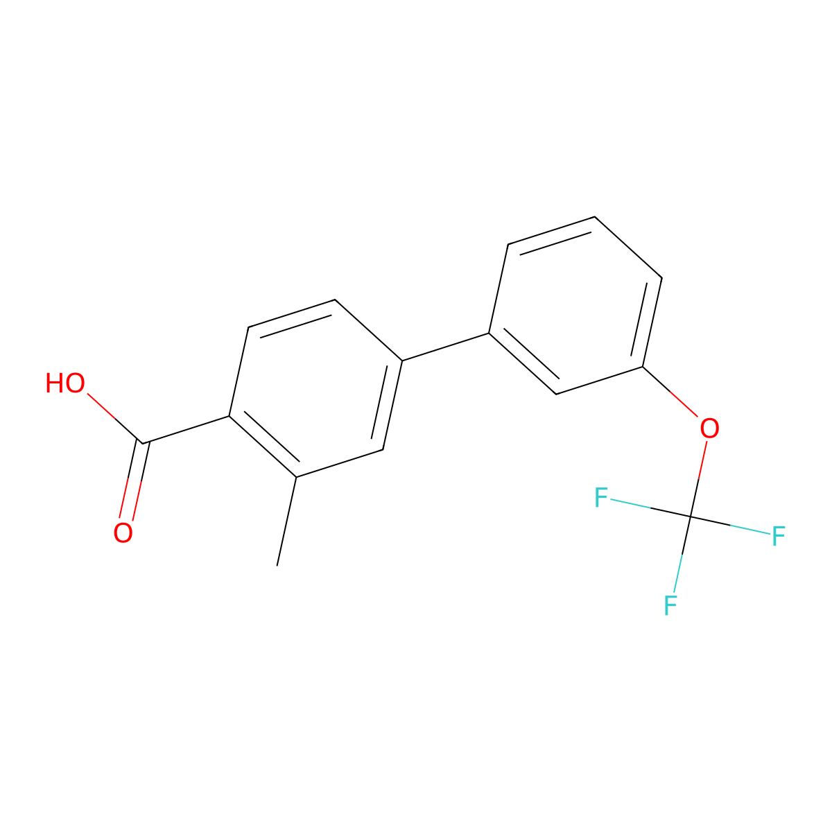 3-Methyl-3'-(trifluoromethoxy)[1,1'-biphenyl]-4-carboxylic acid molecular structure, CAS 1261509-06-1