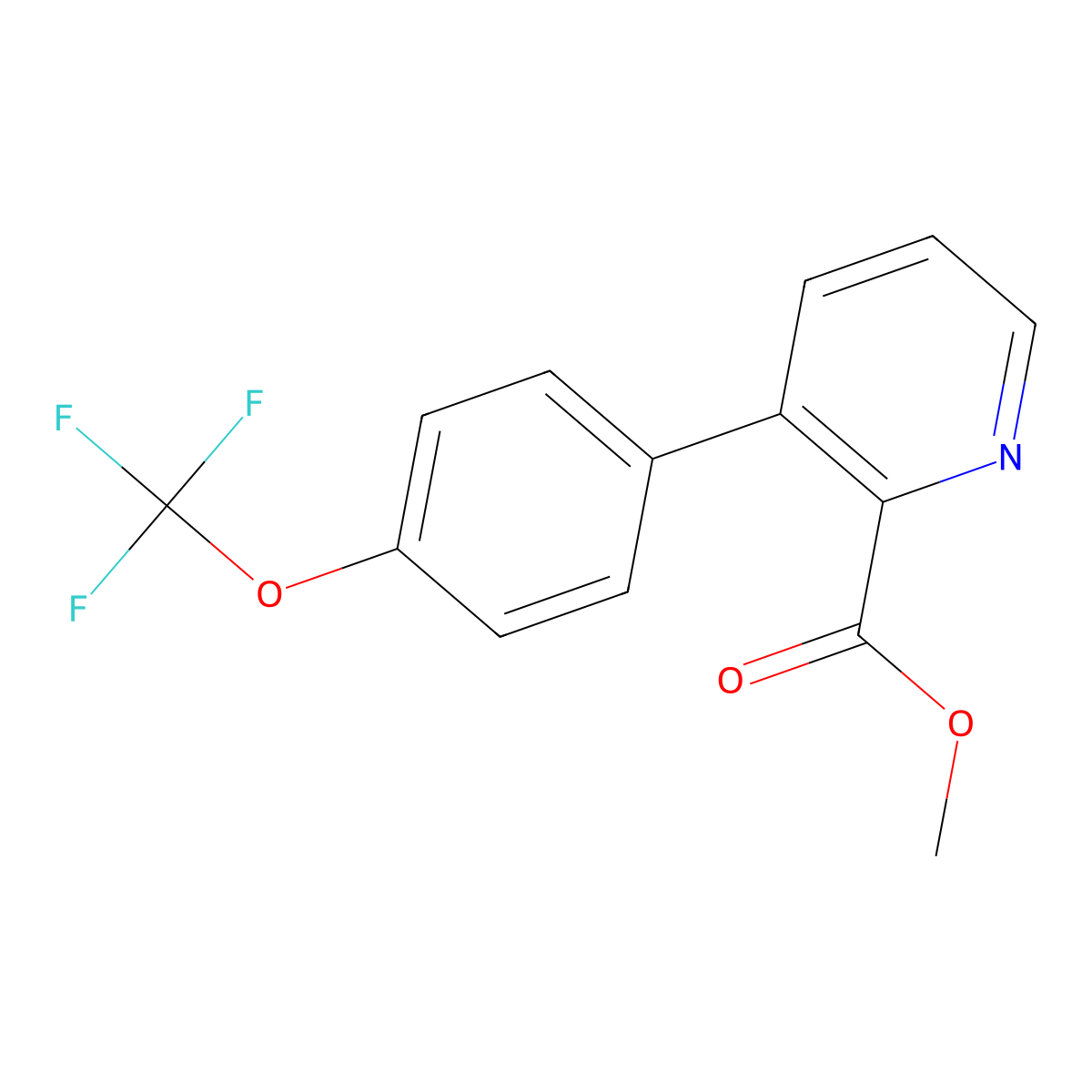 Methyl 3-(4-(trifluoromethoxy)phenyl)picolinate molecular structure, CAS 1261510-37-5