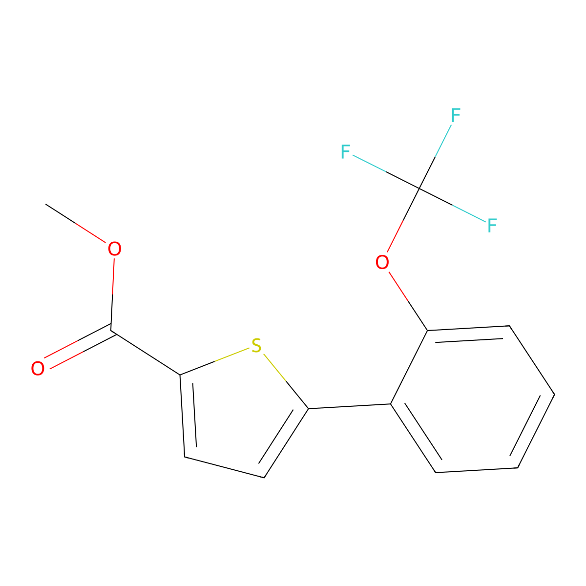 Methyl 5-(2-(trifluoromethoxy)phenyl)thiophene-2-carboxylate molecular structure, CAS 1261512-42-8