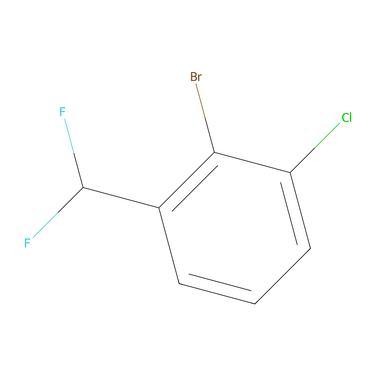 2-Bromo-1-chloro-3-(difluoromethyl)benzene molecular structure, CAS 1261512-71-3