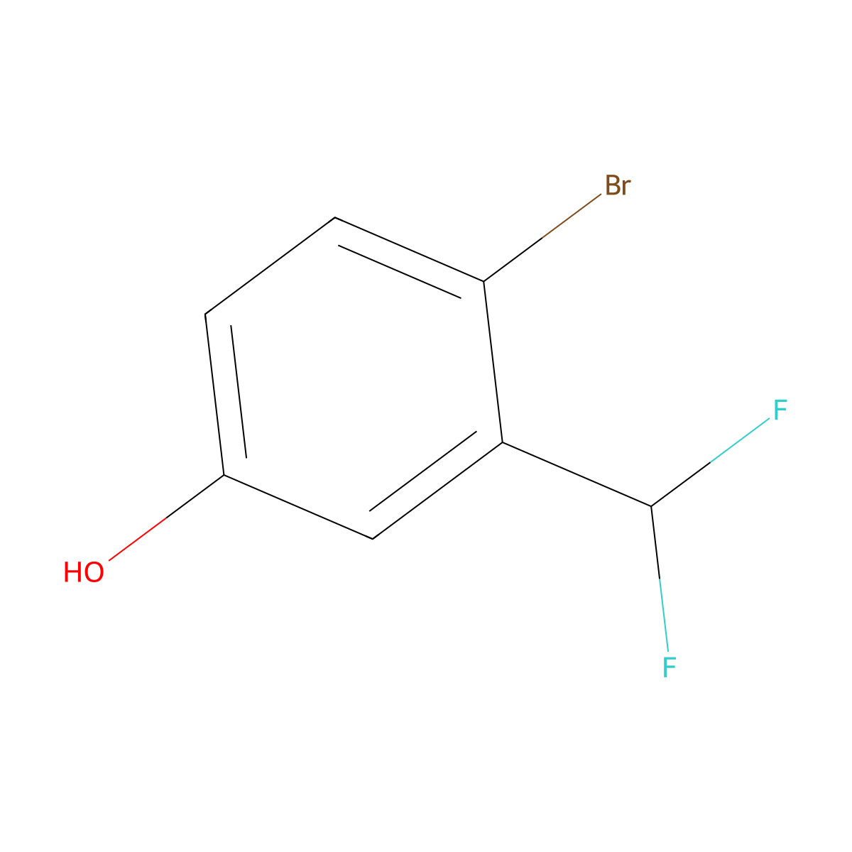 4-Bromo-3-(difluoromethyl)phenol molecular structure, CAS 1261513-55-6