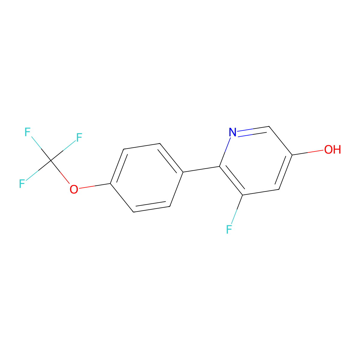 5-Fluoro-6-(4-(trifluoromethoxy)phenyl)pyridin-3-ol molecular structure, CAS 1261516-41-9