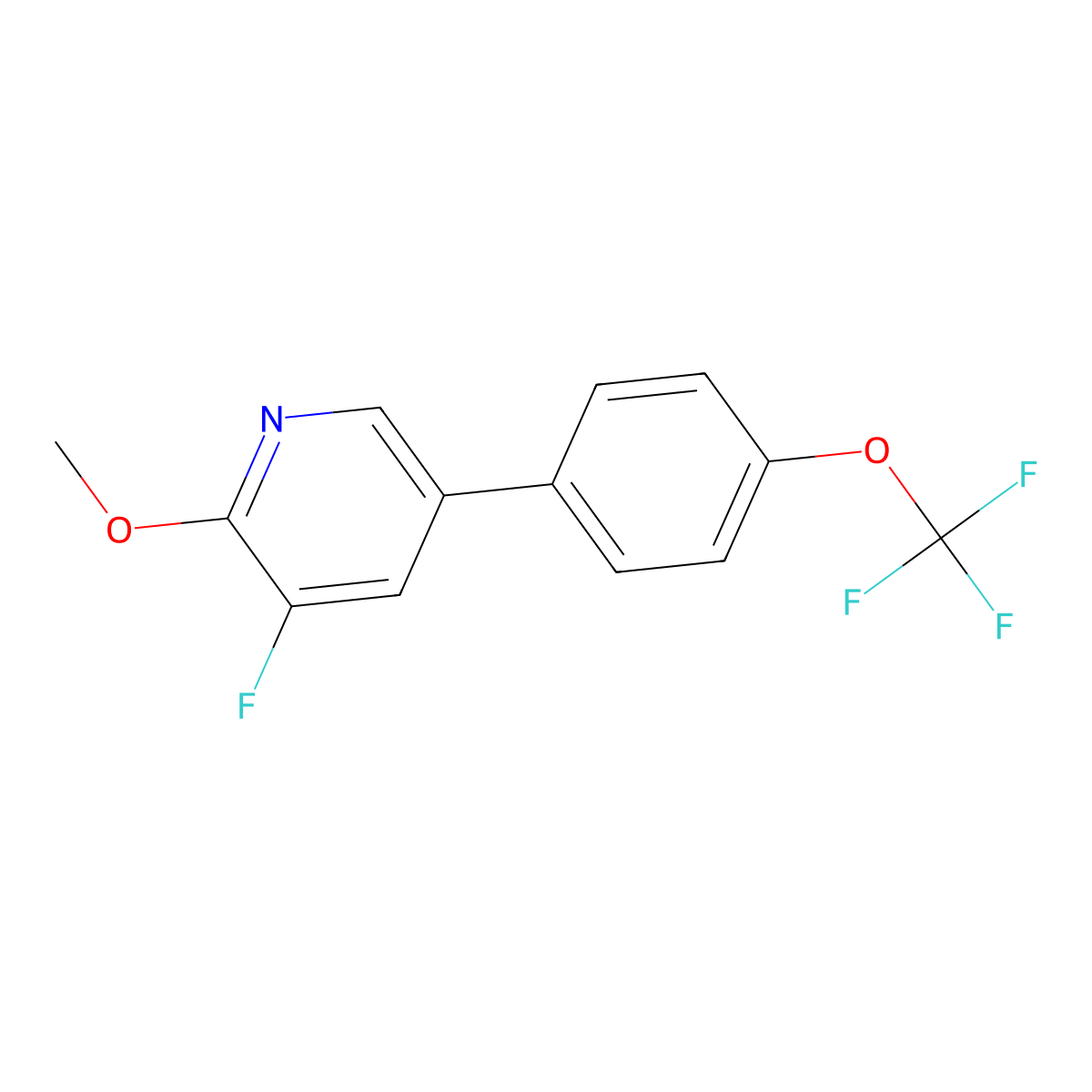 3-Fluoro-2-methoxy-5-(4-(trifluoromethoxy)phenyl)pyridine molecular structure, CAS 1261517-56-9