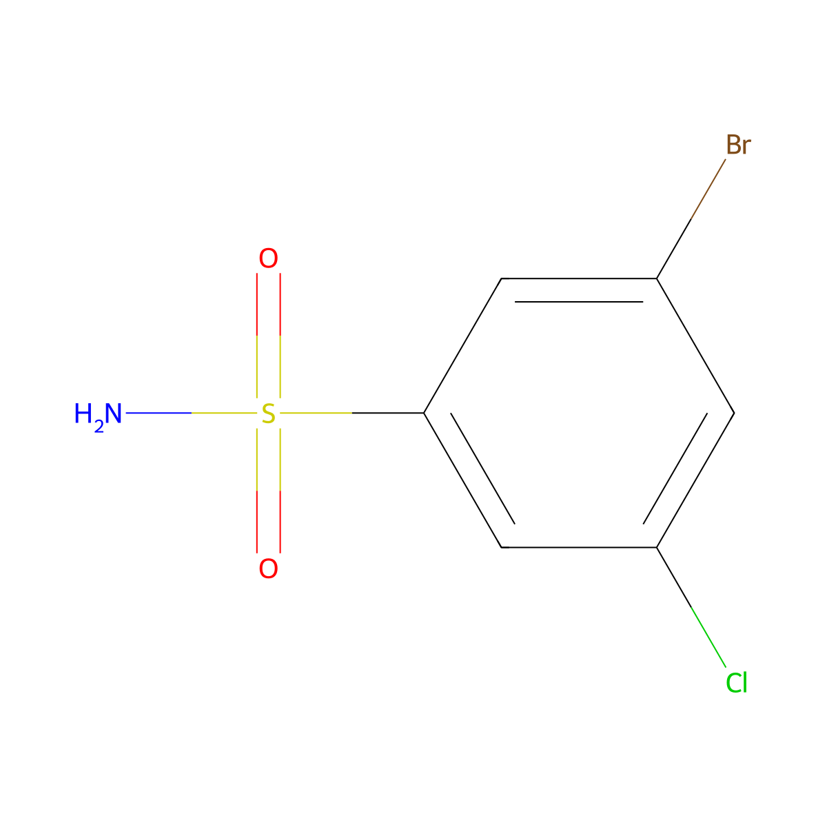 3-Bromo-5-chlorobenzene-1-sulfonamide molecular structure, CAS 1261524-60-0
