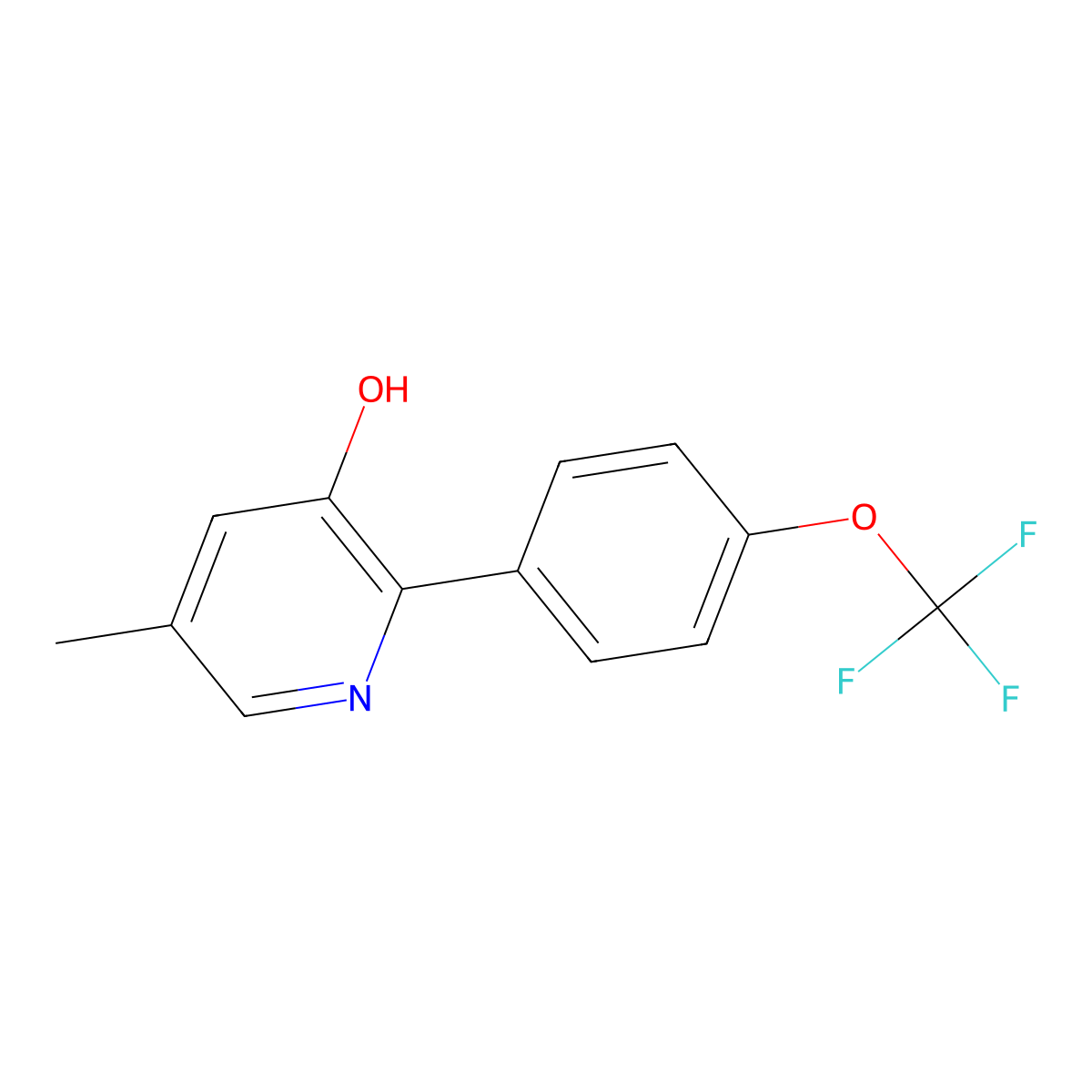 5-Methyl-2-[4-(trifluoromethoxy)phenyl]-3-pyridinol molecular structure, CAS 1261528-30-6