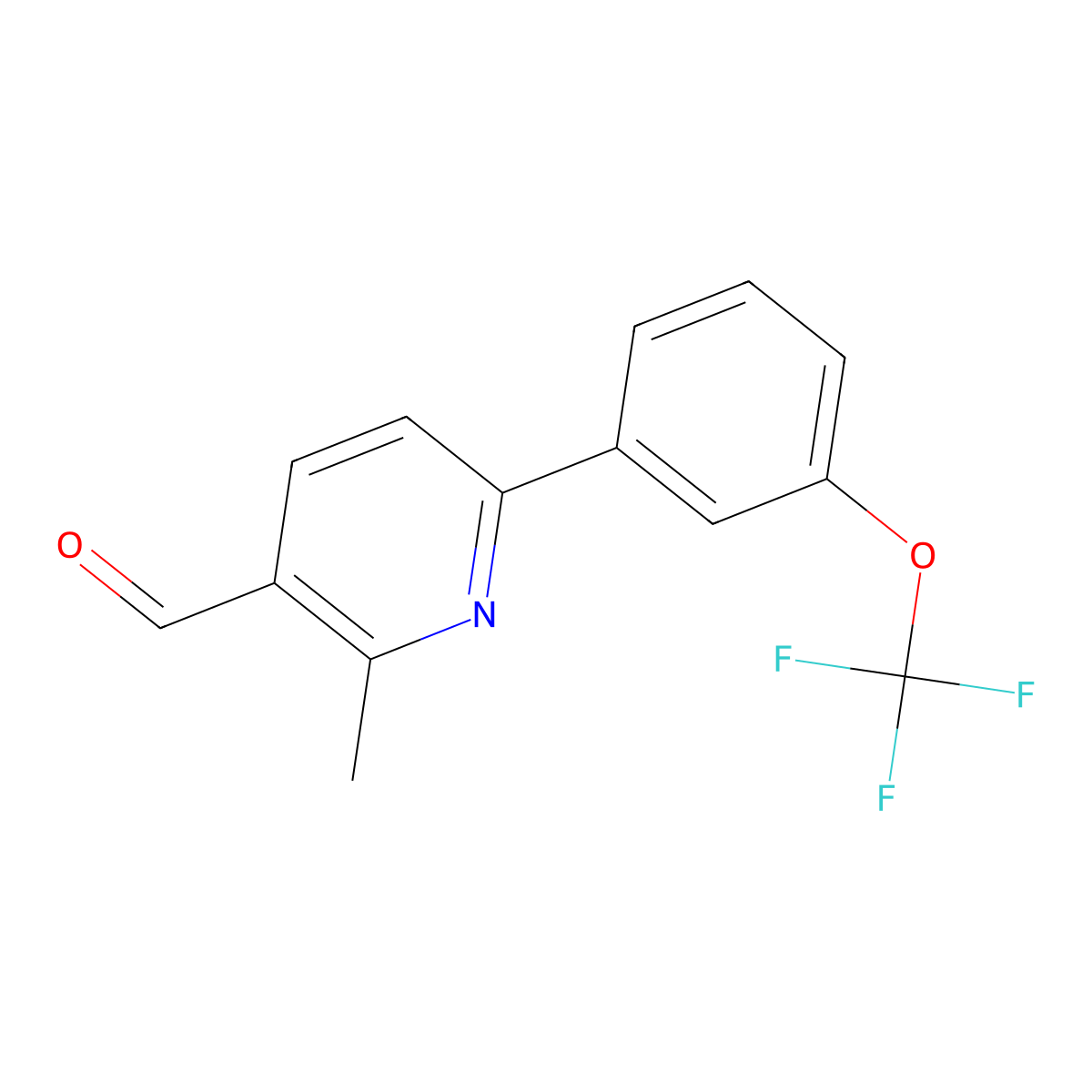 2-Methyl-6-[3-(trifluoromethoxy)phenyl]-3-pyridinecarboxaldehyde molecular structure, CAS 1261529-86-5
