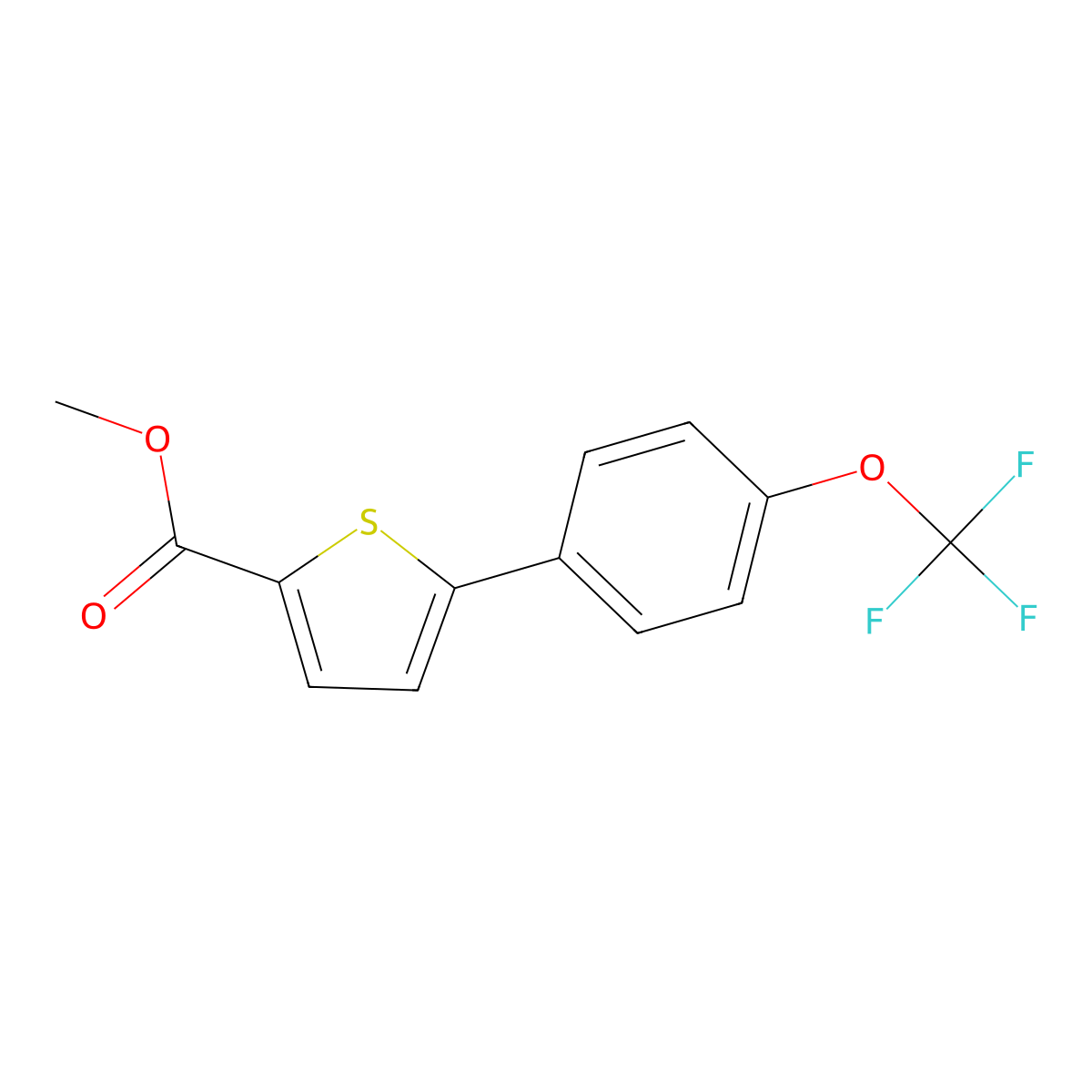 Methyl 5-(4-(trifluoromethoxy)phenyl)thiophene-2-carboxylate molecular structure, CAS 1261530-65-7