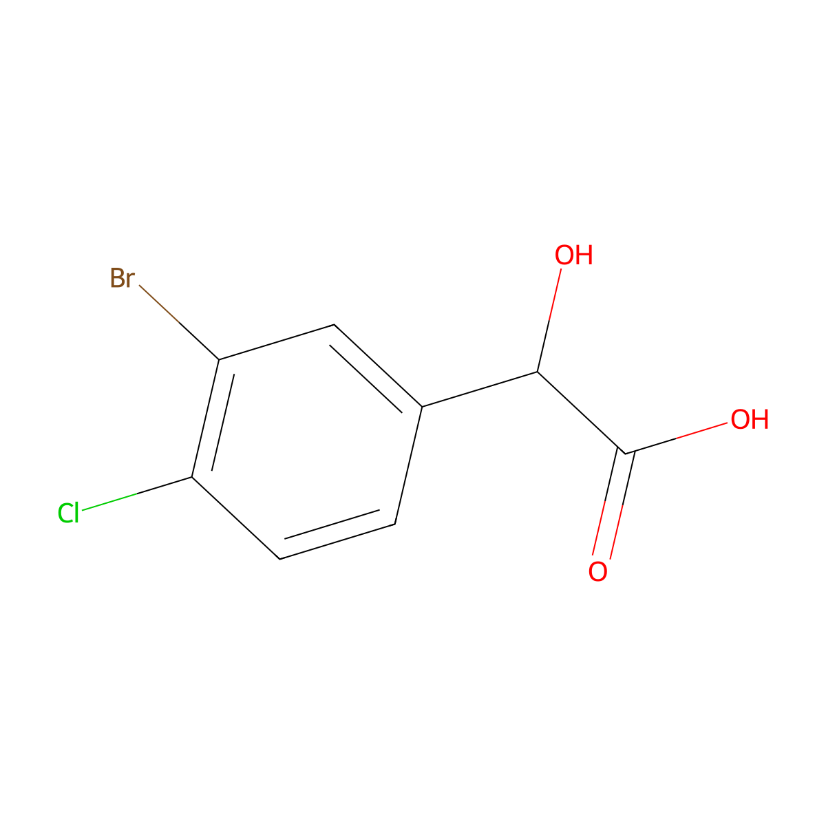 2-(3-Bromo-4-chlorophenyl)-2-hydroxyacetic acid molecular structure, CAS 1261552-11-7
