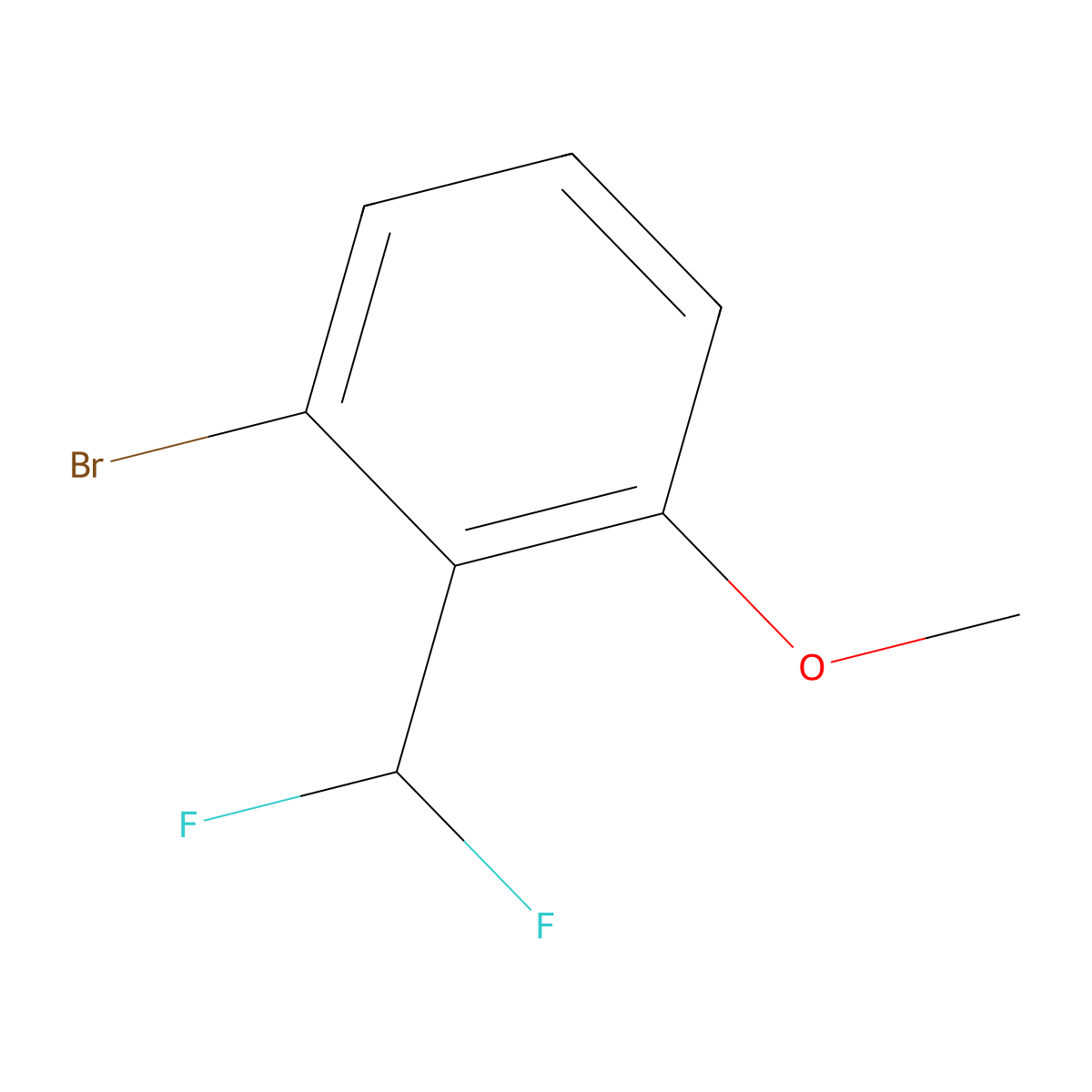 Benzene, 1-bromo-2-(difluoromethyl)-3-methoxy- molecular structure, CAS 1261552-65-1