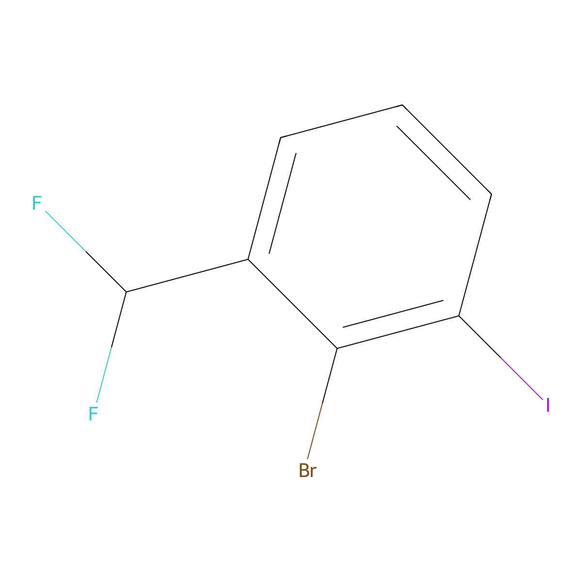 2-Bromo-1-(difluoromethyl)-3-iodobenzene molecular structure, CAS 1261552-67-3
