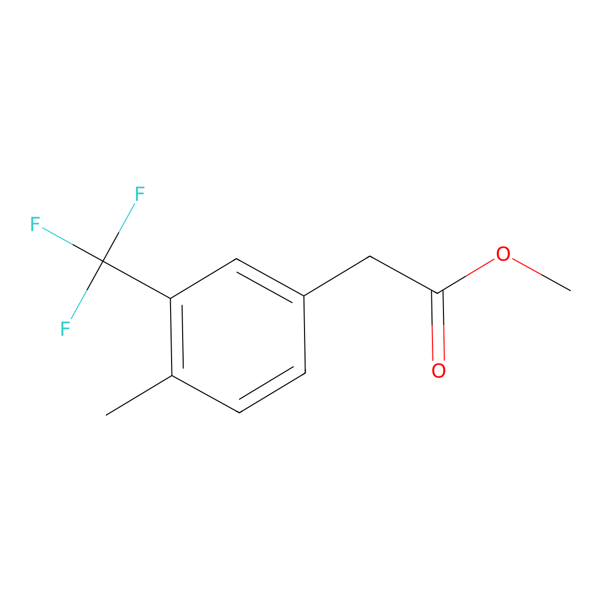 Methyl 2-(4-methyl-3-(trifluoromethyl)phenyl)acetate molecular structure, CAS 1261553-60-9