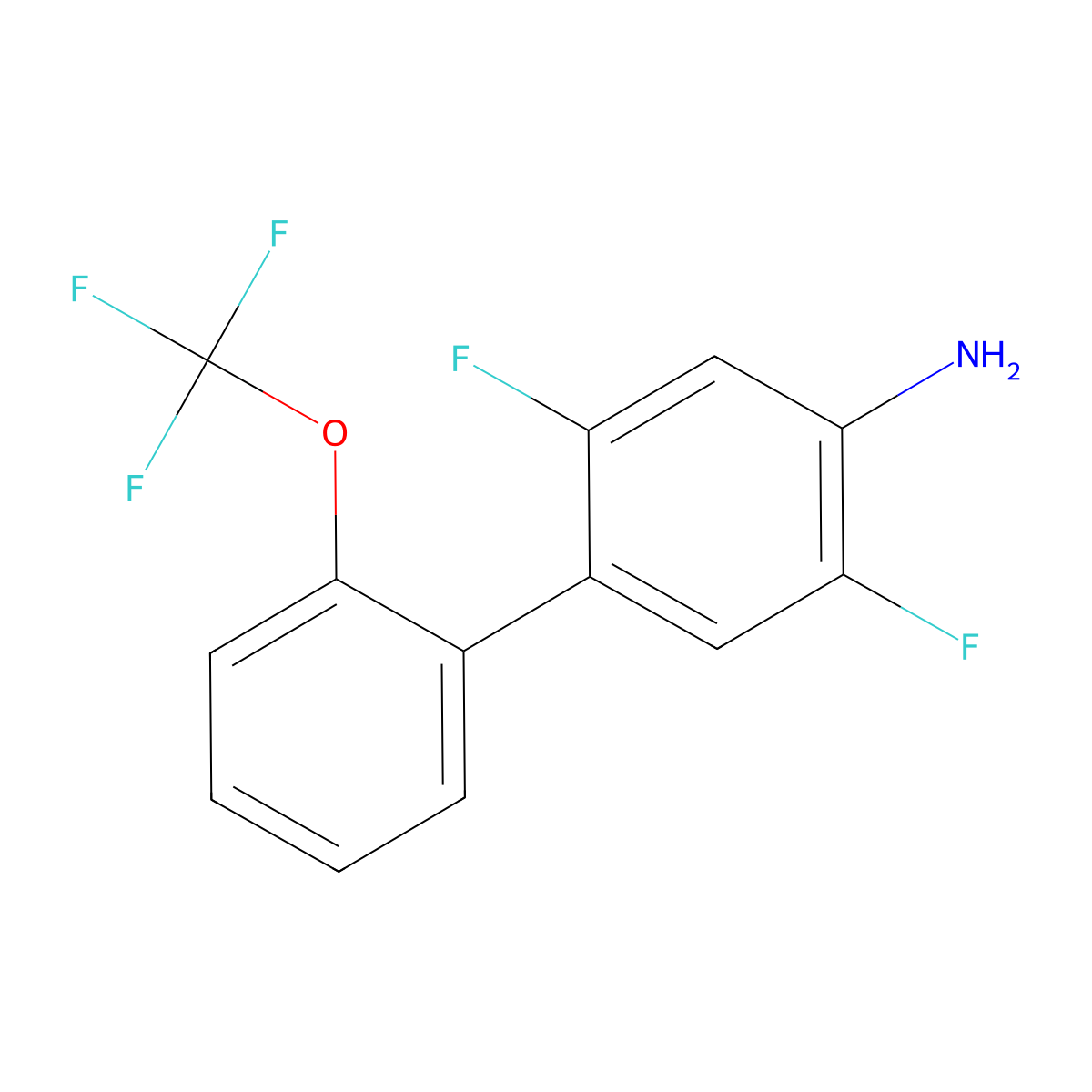 2,5-Difluoro-2'-(trifluoromethoxy)-[1,1'-biphenyl]-4-amine molecular structure, CAS 1261554-40-8
