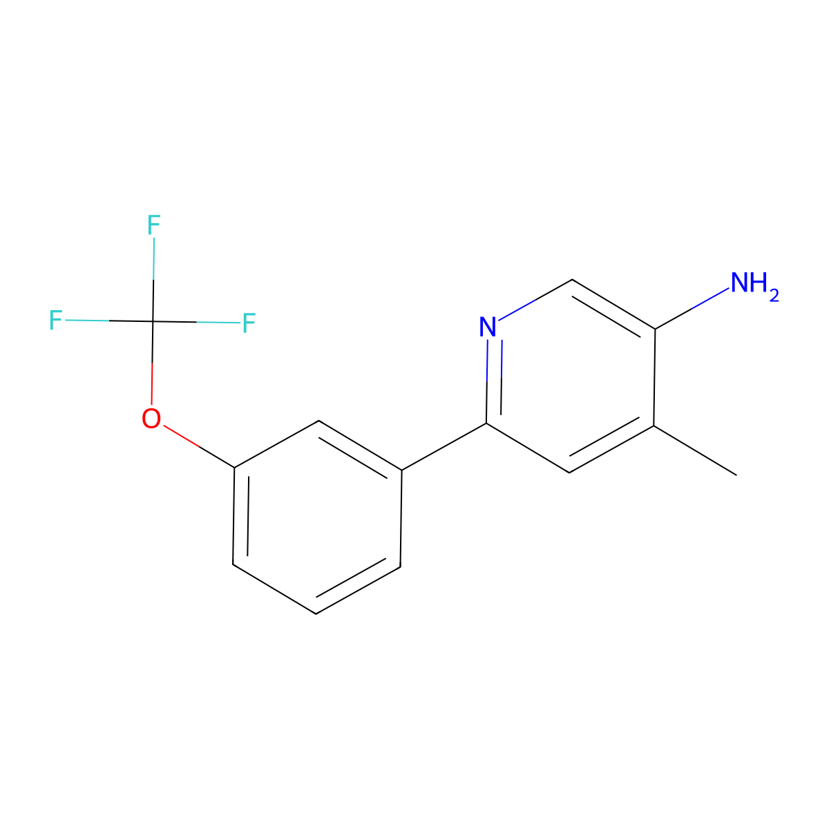 4-Methyl-6-(3-(trifluoromethoxy)phenyl)pyridin-3-amine molecular structure, CAS 1261554-68-0