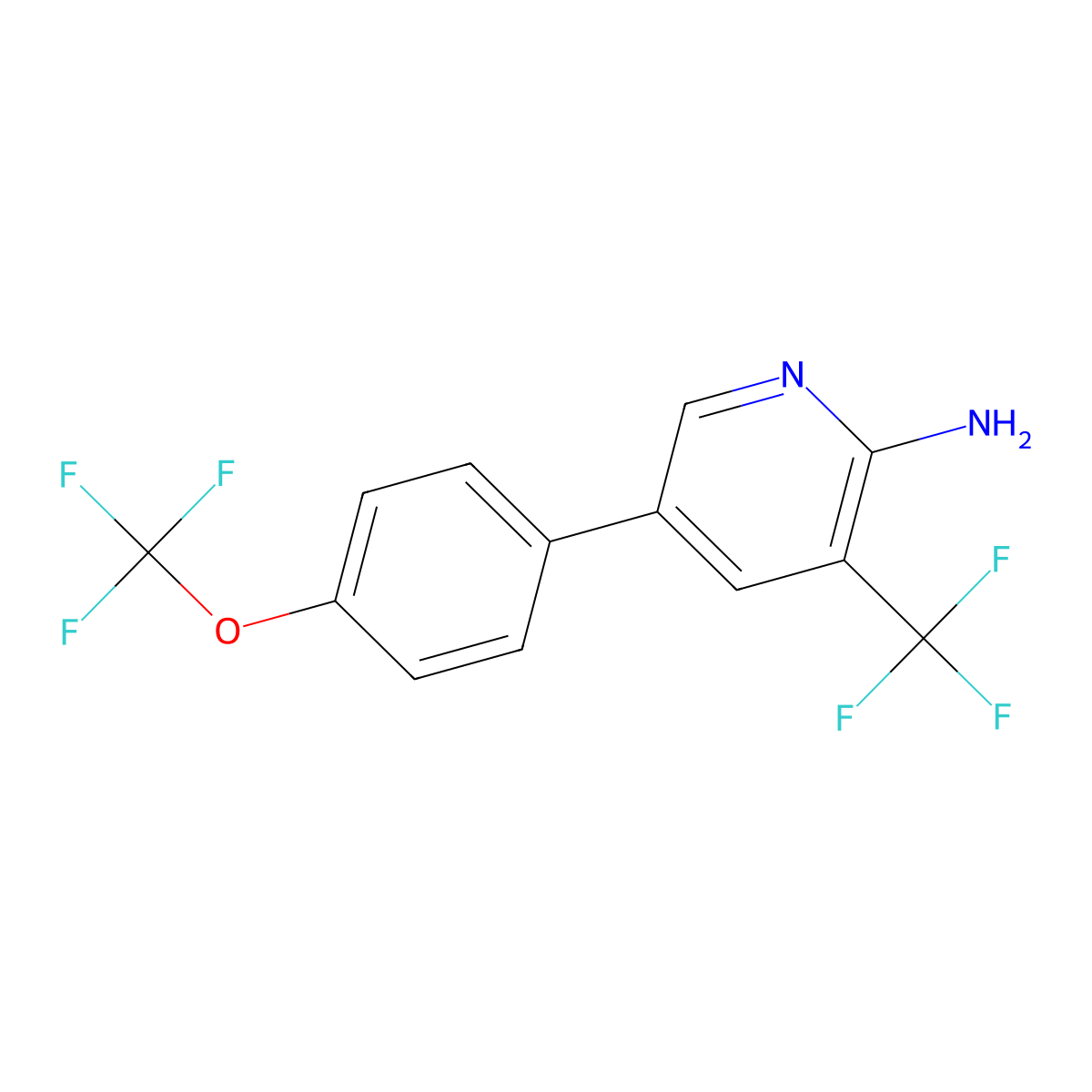 5-(4-(Trifluoromethoxy)phenyl)-3-(trifluoromethyl)pyridin-2-amine molecular structure, CAS 1261556-59-5