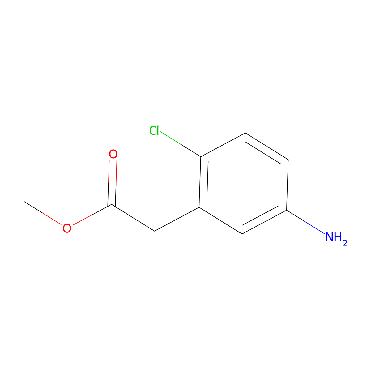 Methyl 5-amino-2-chlorophenylacetate molecular structure, CAS 1261557-80-5