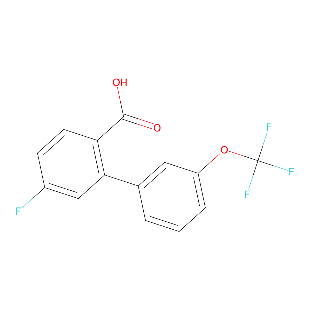 4-Fluoro-2-(3-trifluoromethoxyphenyl)benzoic acid molecular structure, CAS 1261558-30-8
