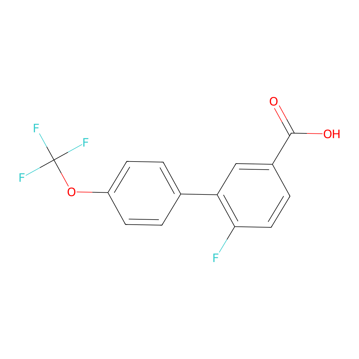 4-Fluoro-3-(4-trifluoromethoxyphenyl)benzoic acid molecular structure, CAS 1261558-47-7