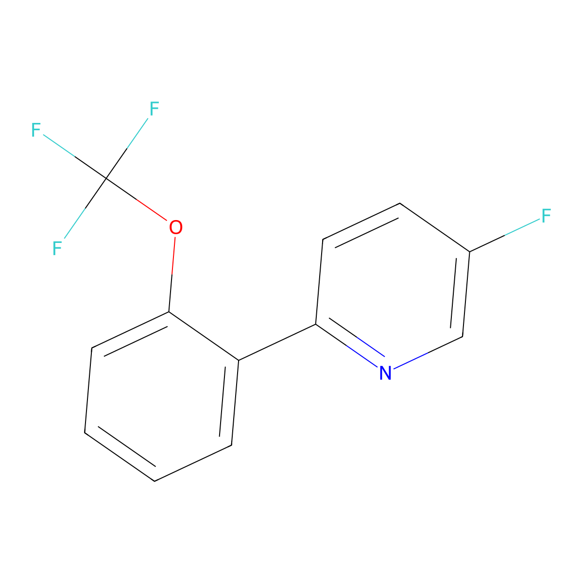 5-Fluoro-2-[2-(trifluoromethoxy)phenyl]pyridine molecular structure, CAS 1261559-49-2
