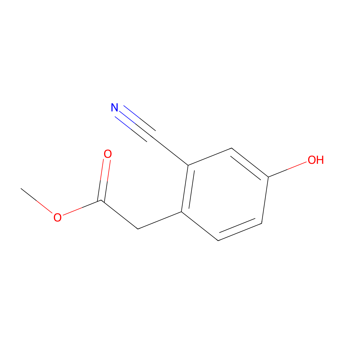 Methyl 2-(2-Cyano-4-hydroxyphenyl)acetate molecular structure, CAS 1261559-90-3