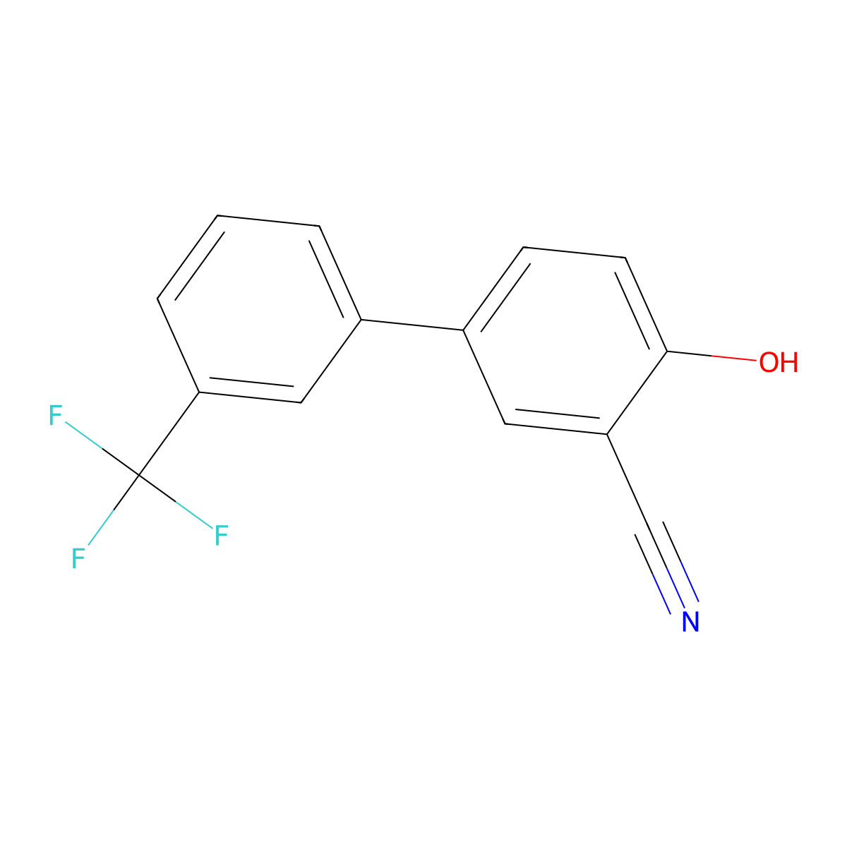 2-Cyano-4-(3-trifluoromethylphenyl)phenol molecular structure, CAS 1261565-72-3