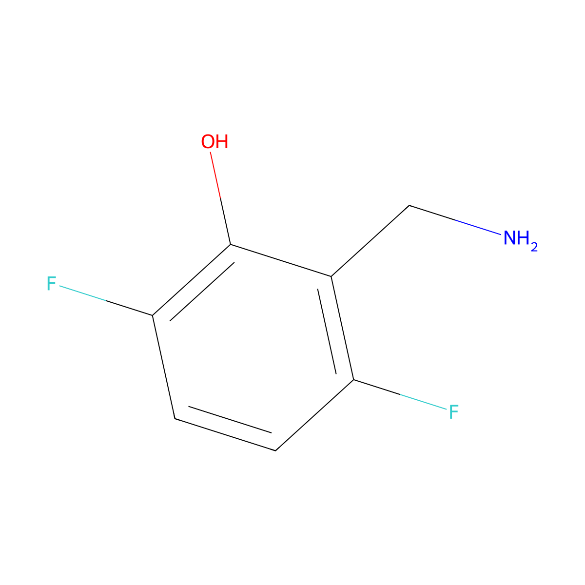 2-(Aminomethyl)-3,6-difluorophenol molecular structure, CAS 1261567-41-2