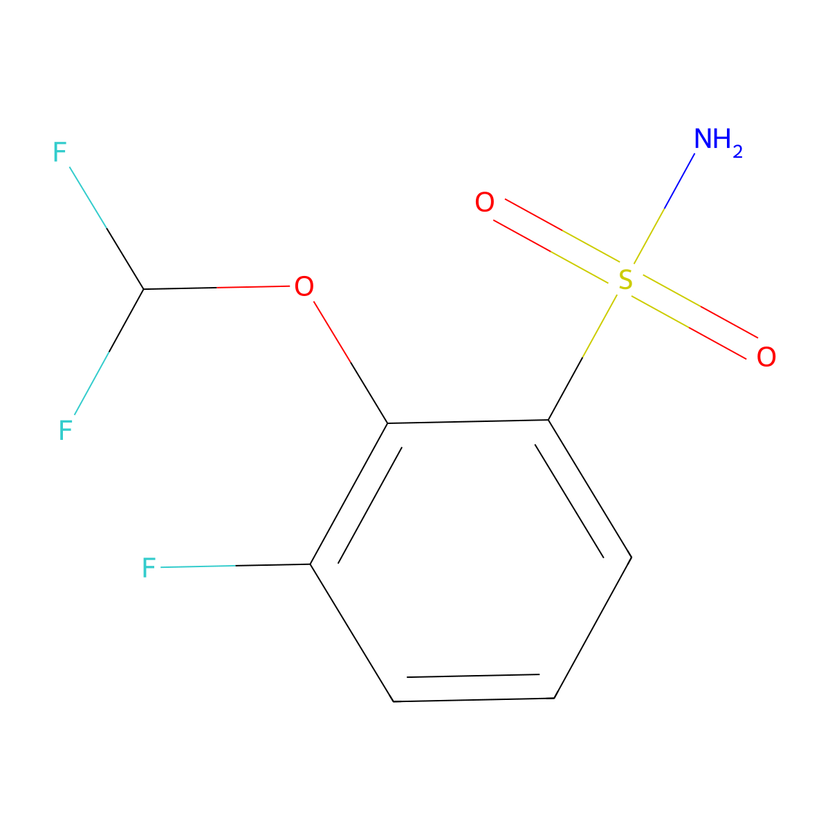 2-(Difluoromethoxy)-3-fluorobenzene-1-sulfonamide molecular structure, CAS 1261567-66-1