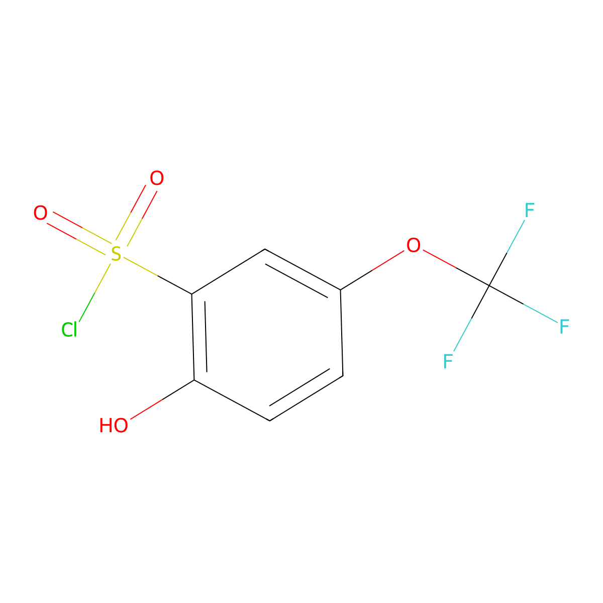 2-Hydroxy-5-(trifluoromethoxy)benzene-1-sulfonyl chloride molecular structure, CAS 1261568-03-9