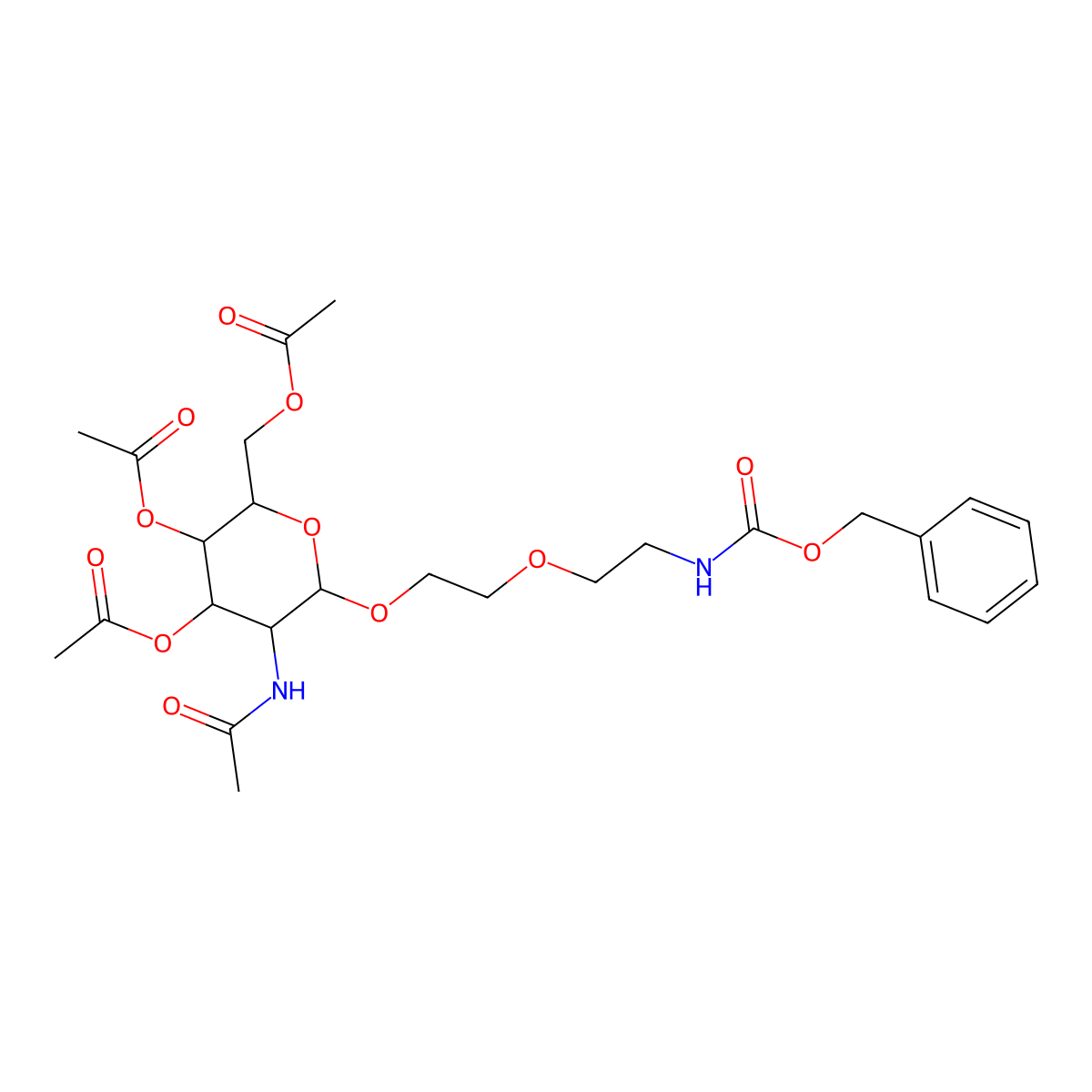 2-Acetamido-3,4,6-tri-O-acetyl-1-O-[(N-Cbz-aminoethoxy)ethoxy]-2-deoxy-b-D-galactopyranose molecular structure, CAS 1261568-35-7